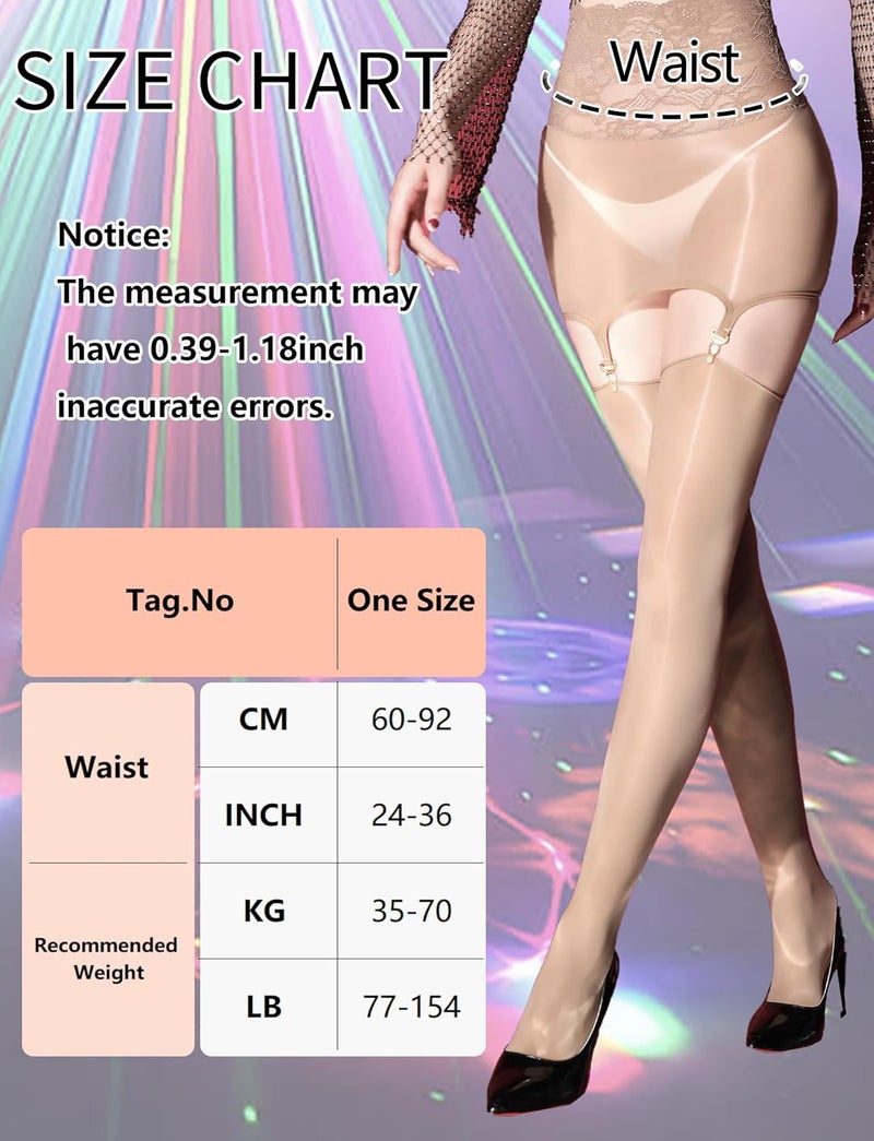 Aivtalk Women’s Oil Shiny Garter Stocking Pantyhose High Waist Sexy Tights Stockings - Image 4